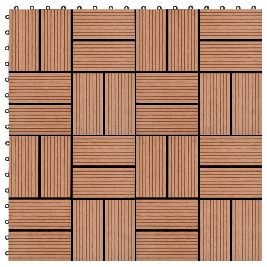 22 pcs Decking Tiles 30x30 cm 2 sqm WPC Brown- Flooring & Carpet - HomeShopIreland - Home Shop Ireland - Flooring & Carpet - 22 pcs Decking Tiles 30x30 cm 2 sqm WPC Brown