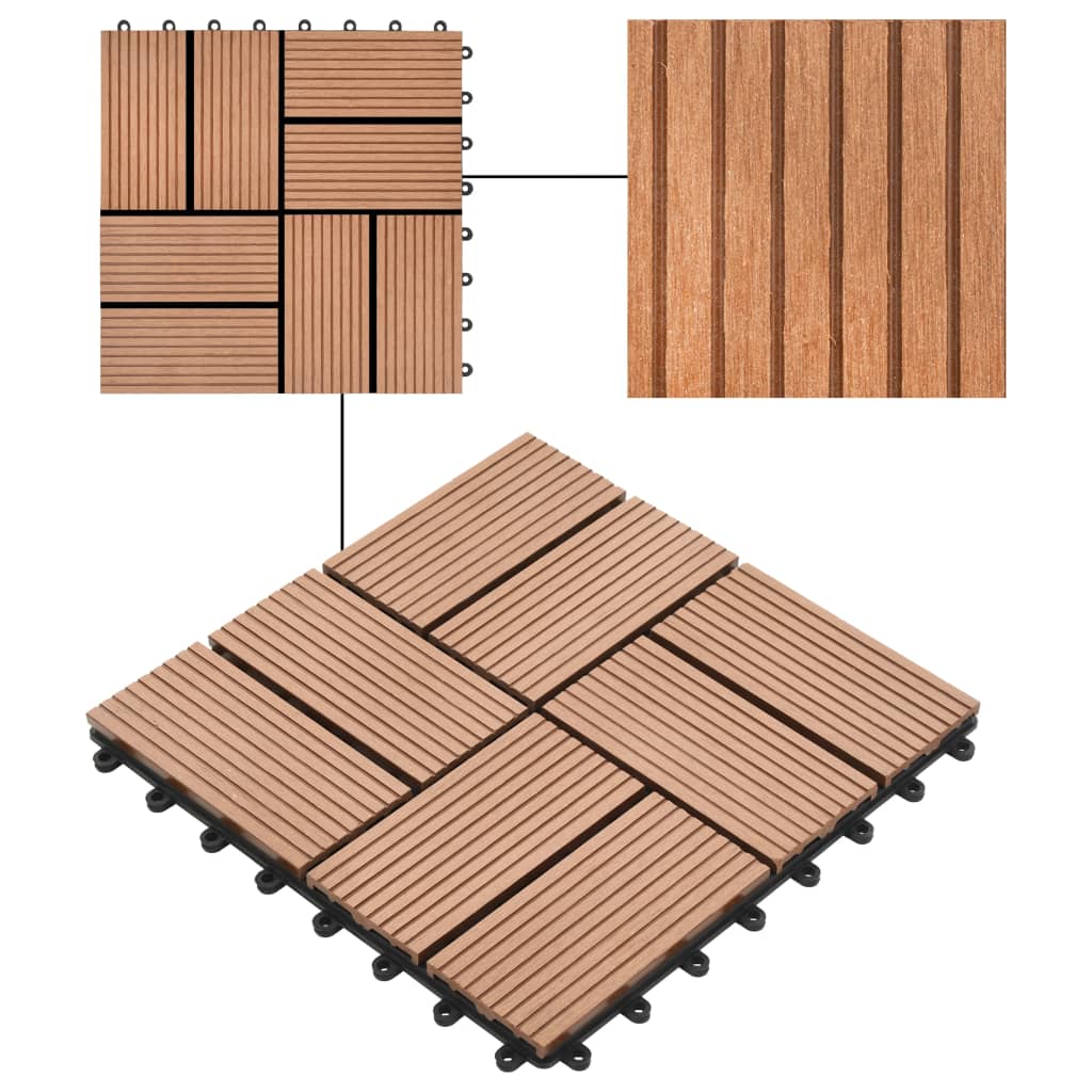 22 pcs Decking Tiles 30x30 cm 2 sqm WPC Brown- Flooring & Carpet - HomeShopIreland - Home Shop Ireland - Flooring & Carpet - 22 pcs Decking Tiles 30x30 cm 2 sqm WPC Brown