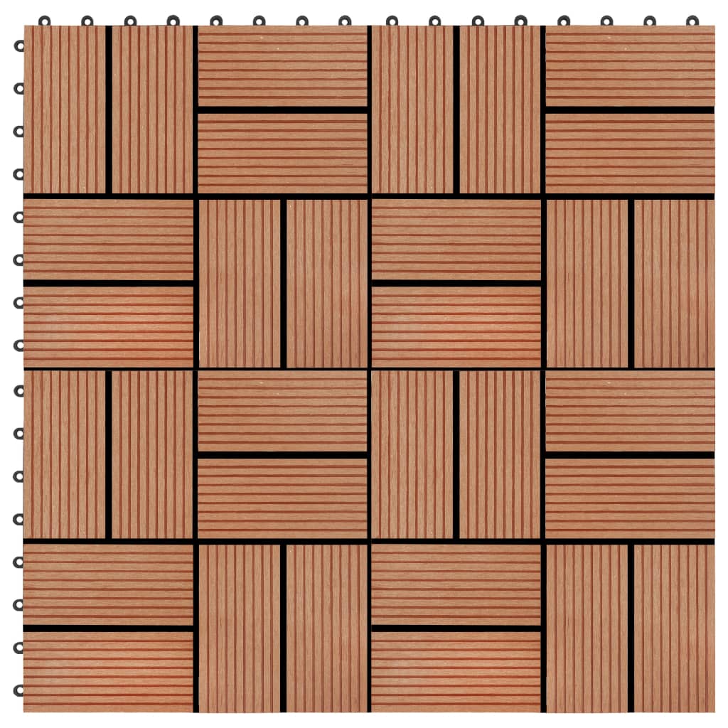 22 pcs Decking Tiles 30x30 cm 2 sqm WPC Teak Colour- Flooring & Carpet - HomeShopIreland - Home Shop Ireland - Flooring & Carpet - 22 pcs Decking Tiles 30x30 cm 2 sqm WPC Teak Colour