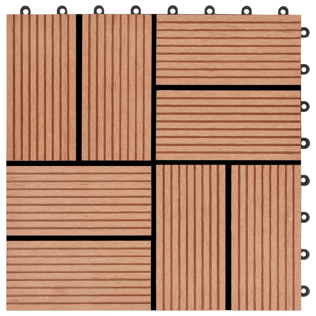 22 pcs Decking Tiles 30x30 cm 2 sqm WPC Teak Colour- Flooring & Carpet - HomeShopIreland - Home Shop Ireland - Flooring & Carpet - 22 pcs Decking Tiles 30x30 cm 2 sqm WPC Teak Colour