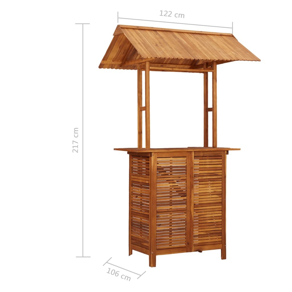 Outdoor Bar Table with Rooftop 122x106x217 cm Solid Acacia Wood- Outdoor Tables - HomeShopIreland - Home Shop Ireland - Outdoor Tables - Outdoor Bar Table with Rooftop 122x106x217 cm Solid Acacia Wood