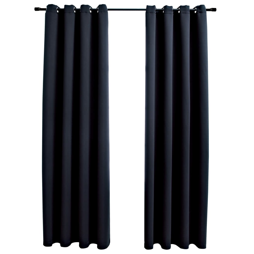 Blackout Curtains with Metal Rings 2 pcs Black 140x245 cm- Curtains & Drapes - HomeShopIreland - Home Shop Ireland - Curtains & Drapes - Blackout Curtains with Metal Rings 2 pcs Black 140x245 cm