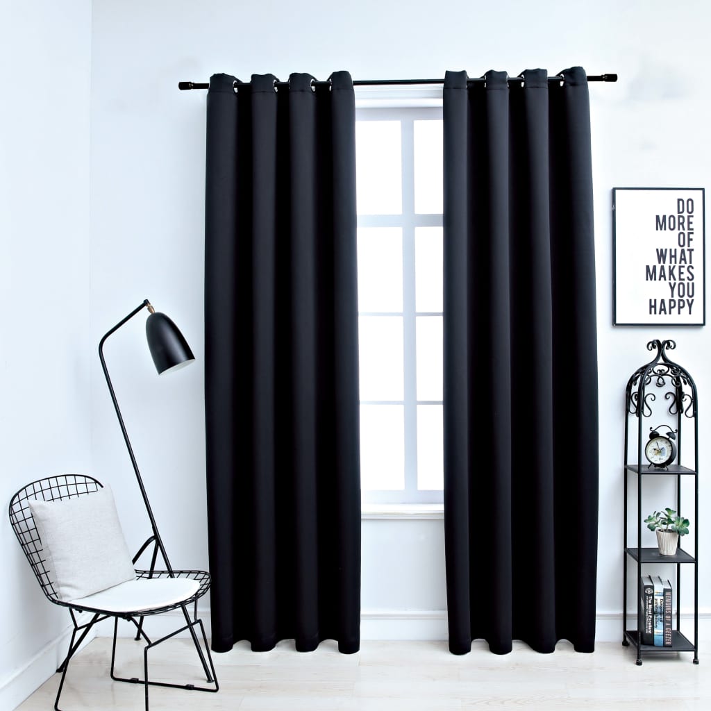 Blackout Curtains with Metal Rings 2 pcs Black 140x245 cm- Curtains & Drapes - HomeShopIreland - Home Shop Ireland - Curtains & Drapes - Blackout Curtains with Metal Rings 2 pcs Black 140x245 cm