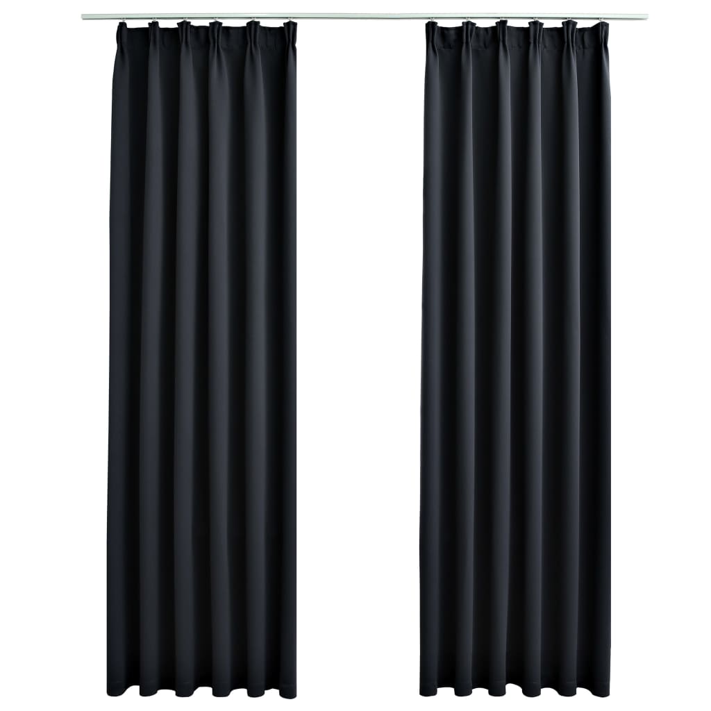 Blackout Curtains with Hooks 2 pcs Black 140x245 cm- Curtains & Drapes - HomeShopIreland - Home Shop Ireland - Curtains & Drapes - Blackout Curtains with Hooks 2 pcs Black 140x245 cm