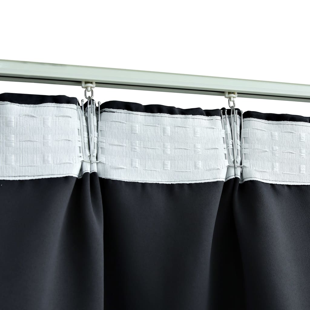 Blackout Curtain with Hooks Black 290x245 cm- Curtains & Drapes - HomeShopIreland - Home Shop Ireland - Curtains & Drapes - Blackout Curtain with Hooks Black 290x245 cm