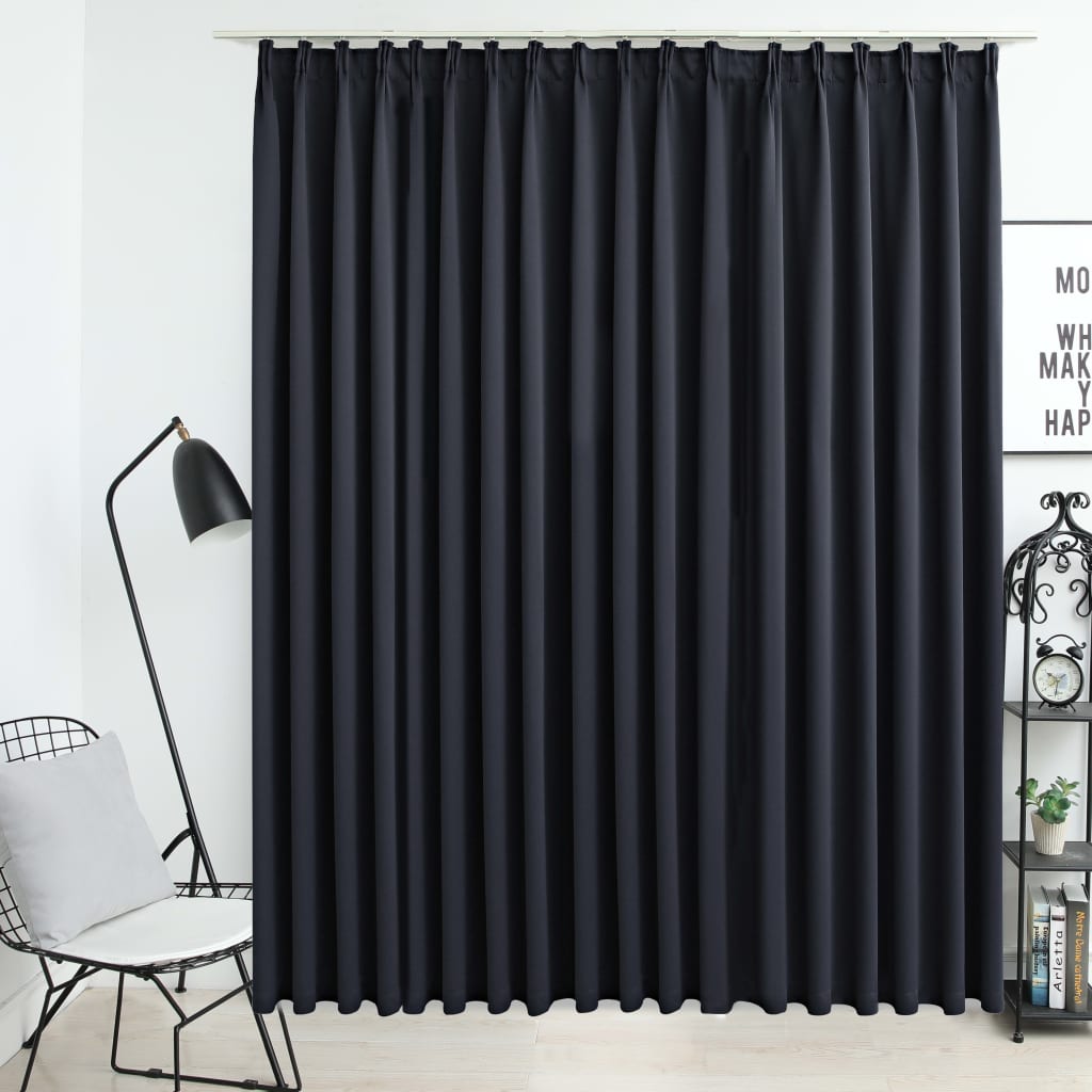 Blackout Curtain with Hooks Black 290x245 cm- Curtains & Drapes - HomeShopIreland - Home Shop Ireland - Curtains & Drapes - Blackout Curtain with Hooks Black 290x245 cm