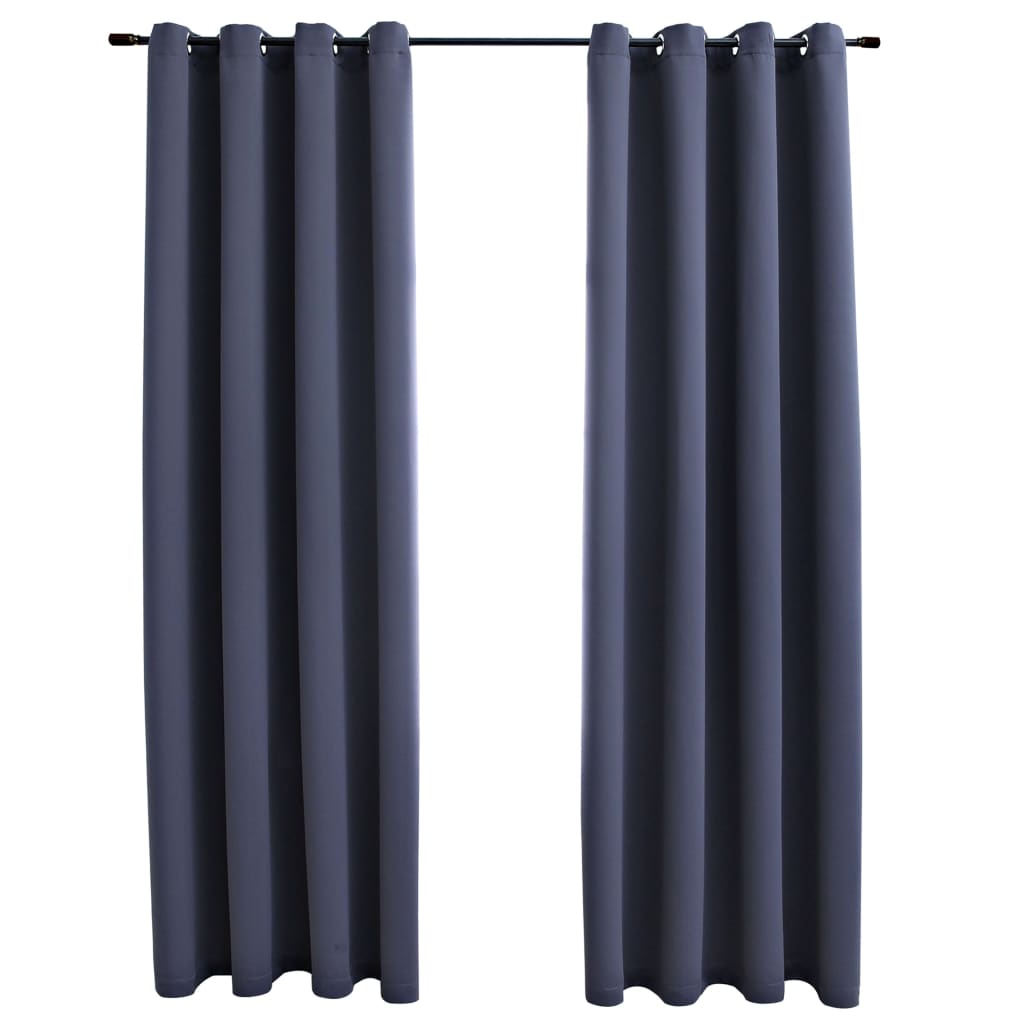 Blackout Curtains with Metal Rings 2 pcs Anthracite 140x225 cm- Curtains & Drapes - HomeShopIreland - Home Shop Ireland - Curtains & Drapes - Blackout Curtains with Metal Rings 2 pcs Anthracite 140x225 cm