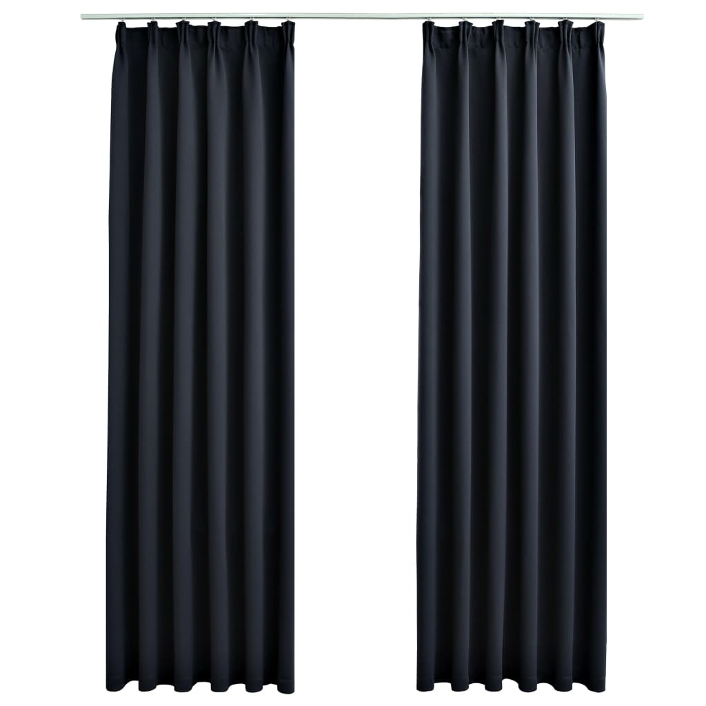 Blackout Curtains with Hooks 2 pcs Anthracite 140x175 cm- Curtains & Drapes - HomeShopIreland - Home Shop Ireland - Curtains & Drapes - Blackout Curtains with Hooks 2 pcs Anthracite 140x175 cm
