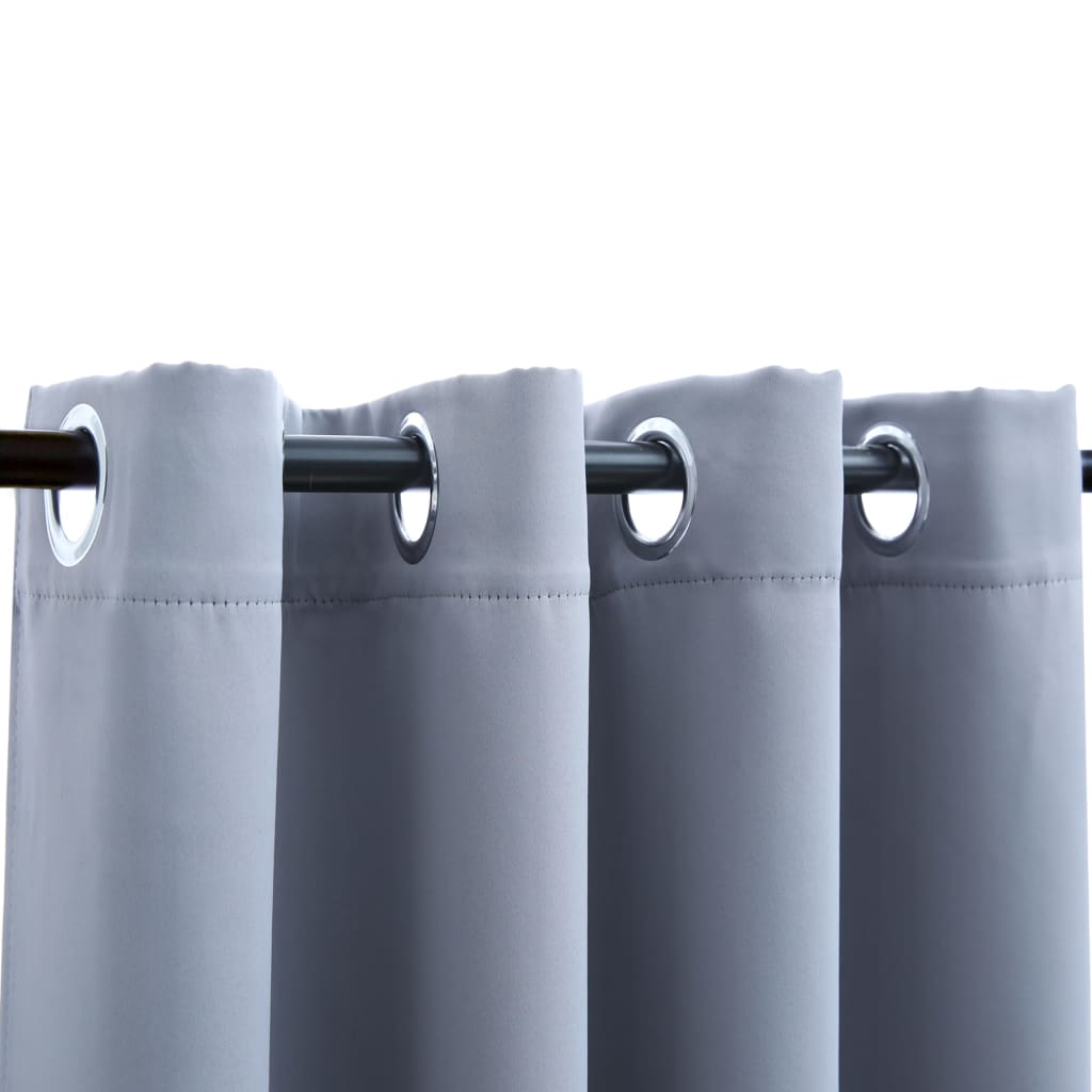 Blackout Curtain with Metal Rings Grey 290x245 cm- Curtains & Drapes - HomeShopIreland - Home Shop Ireland - Curtains & Drapes - Blackout Curtain with Metal Rings Grey 290x245 cm