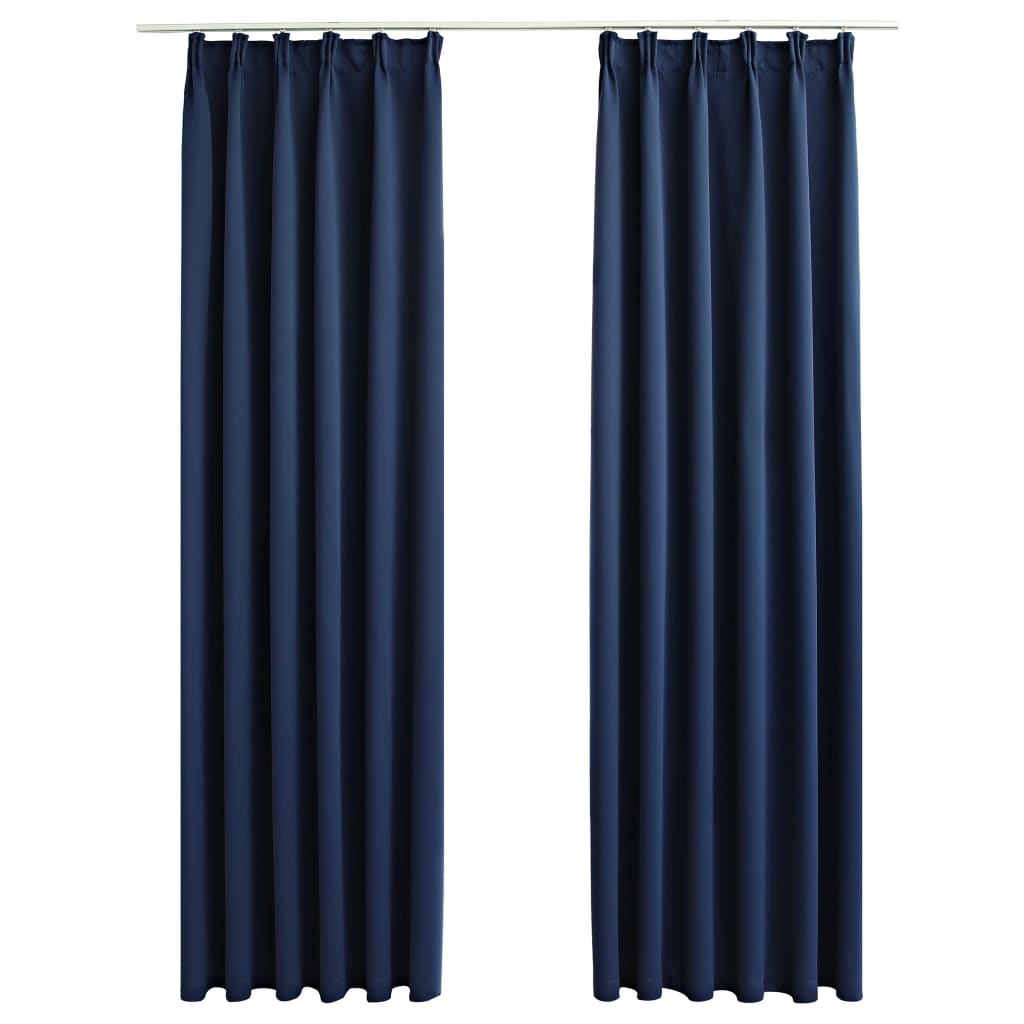 Blackout Curtains with Hooks 2 pcs Blue 140x175 cm- Curtains & Drapes - HomeShopIreland - Home Shop Ireland - Curtains & Drapes - Blackout Curtains with Hooks 2 pcs Blue 140x175 cm