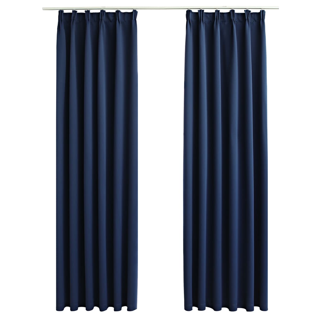 Blackout Curtains with Hooks 2 pcs Blue 140x245 cm- Curtains & Drapes - HomeShopIreland - Home Shop Ireland - Curtains & Drapes - Blackout Curtains with Hooks 2 pcs Blue 140x245 cm