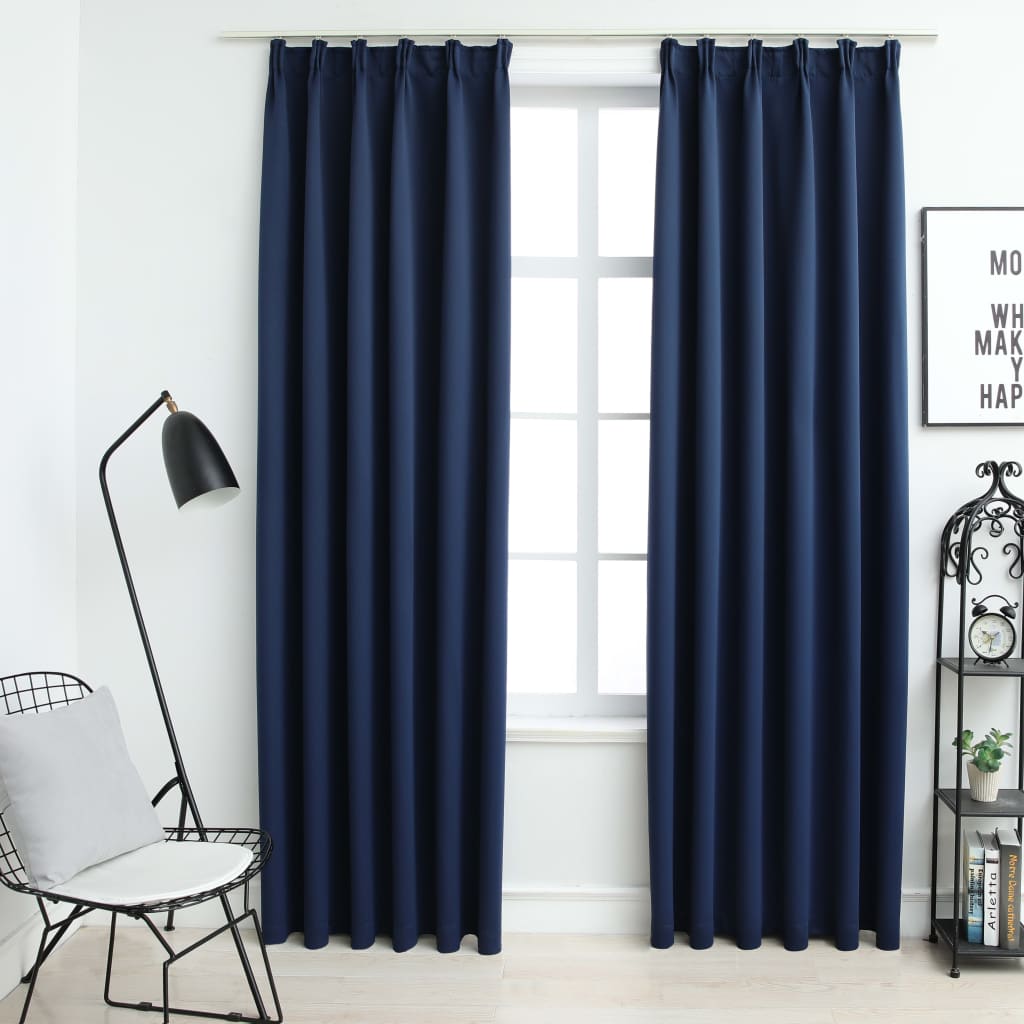 Blackout Curtains with Hooks 2 pcs Blue 140x245 cm- Curtains & Drapes - HomeShopIreland - Home Shop Ireland - Curtains & Drapes - Blackout Curtains with Hooks 2 pcs Blue 140x245 cm