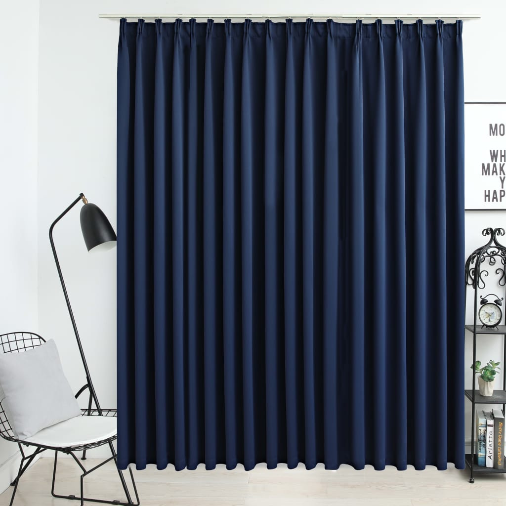 Blackout Curtain with Hooks Blue 290x245 cm- Curtains & Drapes - HomeShopIreland - Home Shop Ireland - Curtains & Drapes - Blackout Curtain with Hooks Blue 290x245 cm
