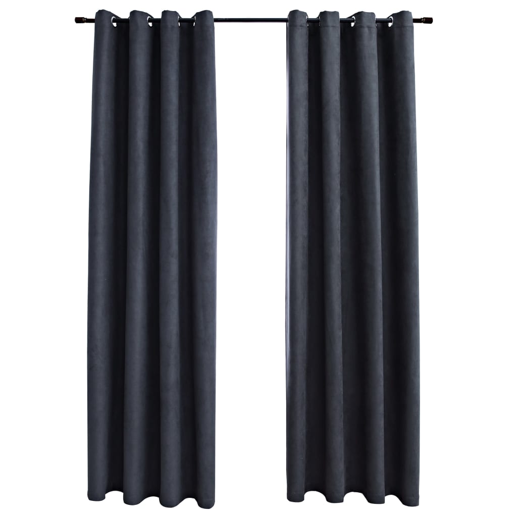 Blackout Curtains with Metal Rings 2 pcs Anthracite 140x245 cm- Curtains & Drapes - HomeShopIreland - Home Shop Ireland - Curtains & Drapes - Blackout Curtains with Metal Rings 2 pcs Anthracite 140x245 cm