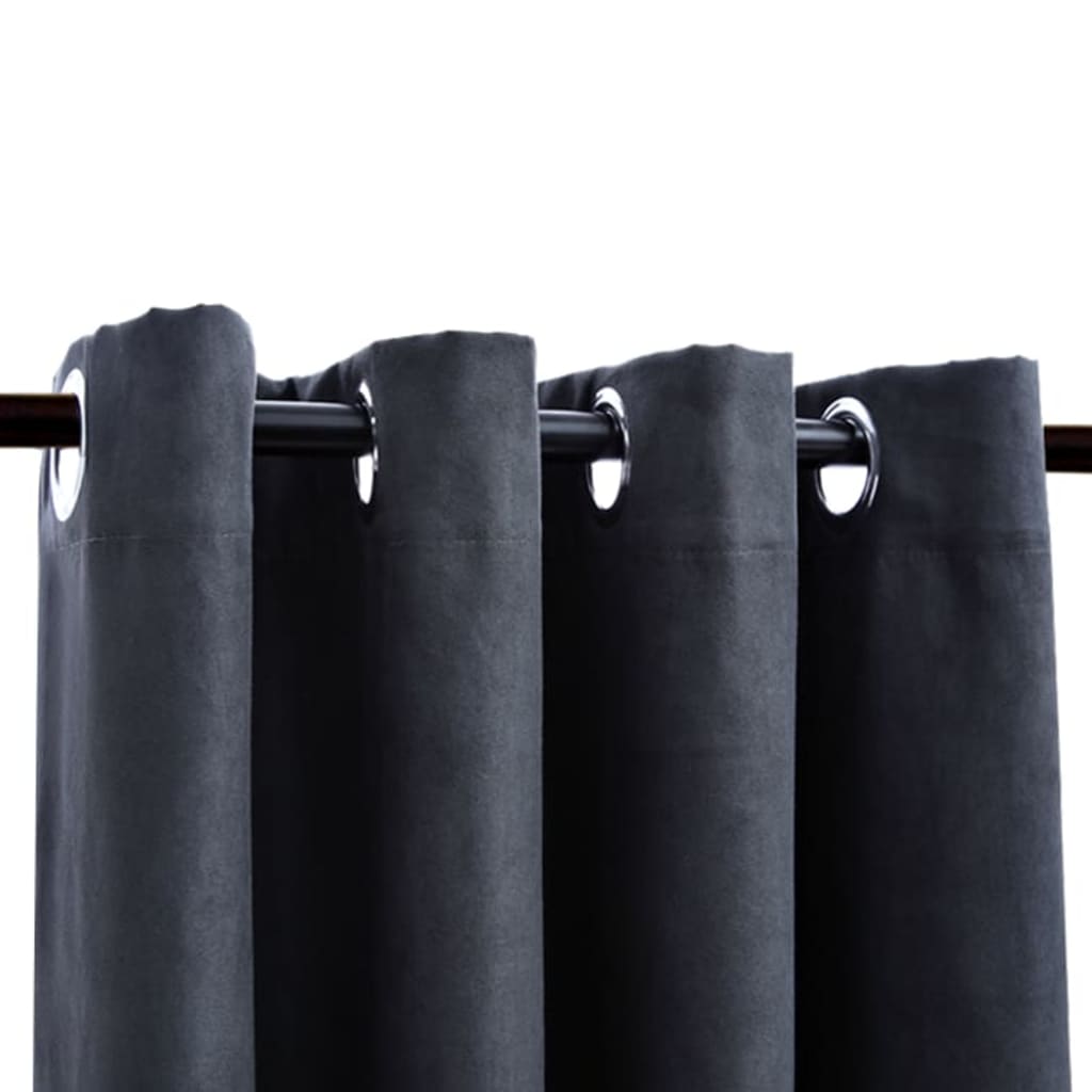 Blackout Curtains with Metal Rings 2 pcs Anthracite 140x245 cm- Curtains & Drapes - HomeShopIreland - Home Shop Ireland - Curtains & Drapes - Blackout Curtains with Metal Rings 2 pcs Anthracite 140x245 cm