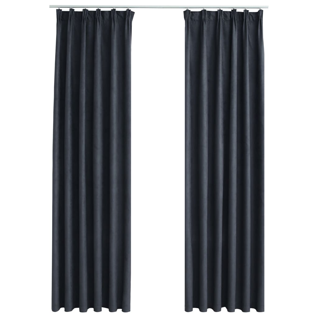 Blackout Curtains with Hooks 2 pcs Anthracite 140x225 cm- Curtains & Drapes - HomeShopIreland - Home Shop Ireland - Curtains & Drapes - Blackout Curtains with Hooks 2 pcs Anthracite 140x225 cm