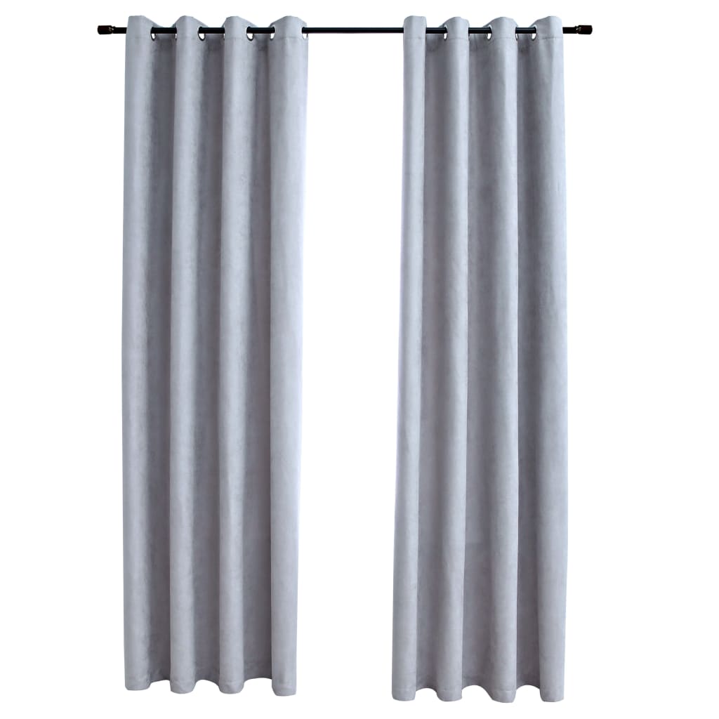 Blackout Curtains with Metal Rings 2 pcs Grey 140x245 cm- Curtains & Drapes - HomeShopIreland - Home Shop Ireland - Curtains & Drapes - Blackout Curtains with Metal Rings 2 pcs Grey 140x245 cm
