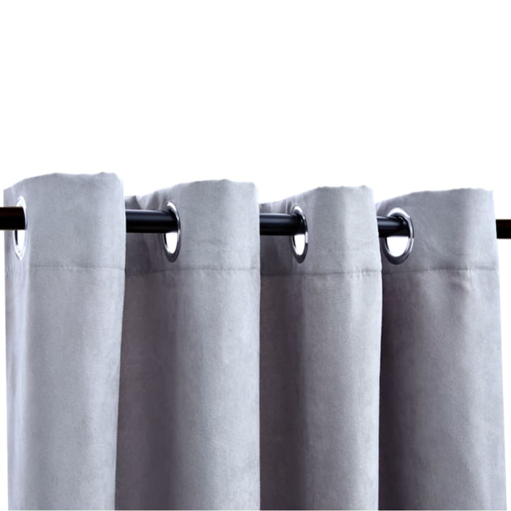Blackout Curtains with Metal Rings 2 pcs Grey 140x245 cm- Curtains & Drapes - HomeShopIreland - Home Shop Ireland - Curtains & Drapes - Blackout Curtains with Metal Rings 2 pcs Grey 140x245 cm