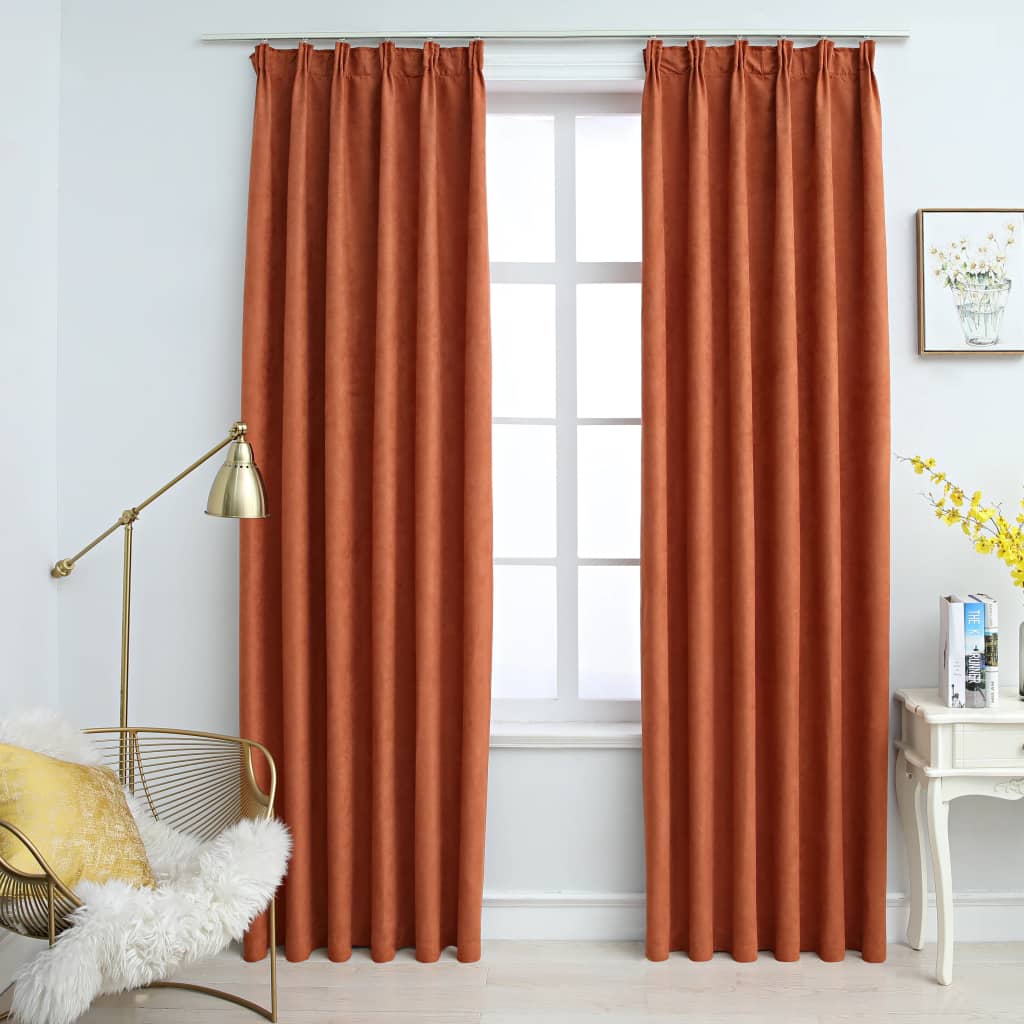 Blackout Curtains with Hooks 2 pcs Rust 140x225 cm- Curtains & Drapes - HomeShopIreland - Home Shop Ireland - Curtains & Drapes - Blackout Curtains with Hooks 2 pcs Rust 140x225 cm