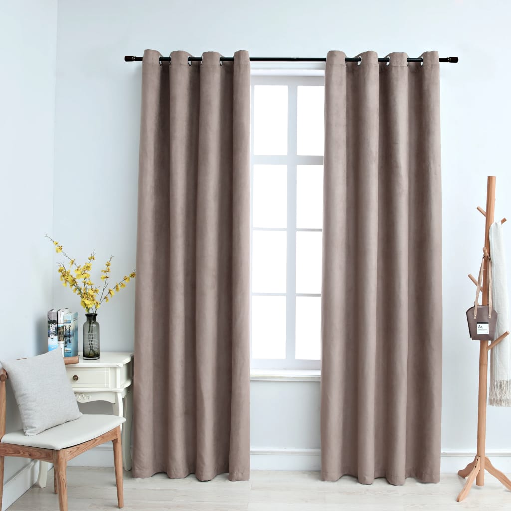 Blackout Curtains with Metal Rings 2 pcs Taupe 140x225 cm- Curtains & Drapes - HomeShopIreland - Home Shop Ireland - Curtains & Drapes - Blackout Curtains with Metal Rings 2 pcs Taupe 140x225 cm