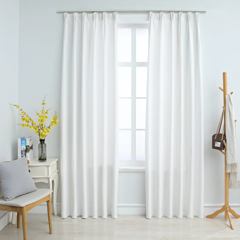 Blackout Curtains with Hooks 2 pcs Off White 140x175 cm- Curtains & Drapes - HomeShopIreland - Home Shop Ireland - Curtains & Drapes - Blackout Curtains with Hooks 2 pcs Off White 140x175 cm
