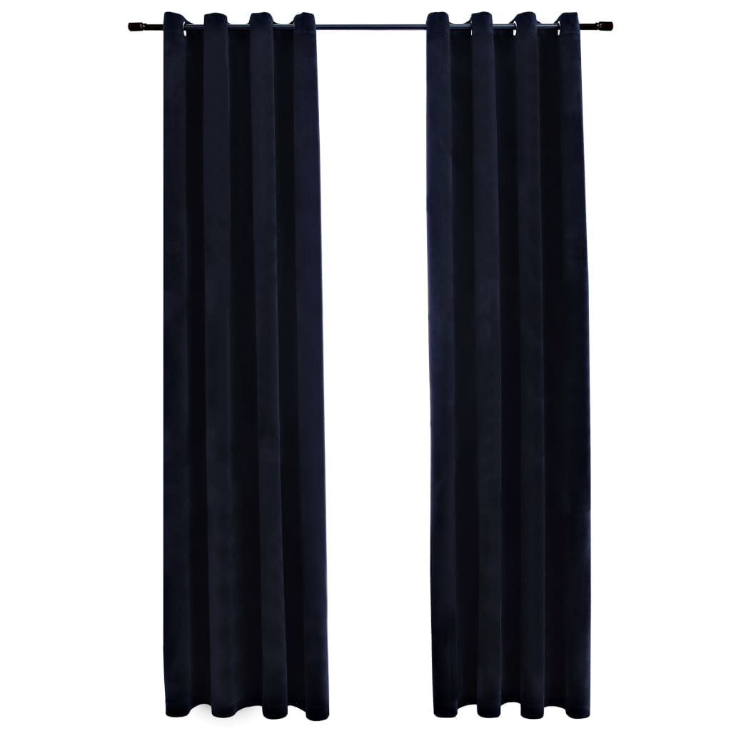 Blackout Curtains with Rings 2 pcs Velvet Black 140x225 cm- Curtains & Drapes - HomeShopIreland - Home Shop Ireland - Curtains & Drapes - Blackout Curtains with Rings 2 pcs Velvet Black 140x225 cm