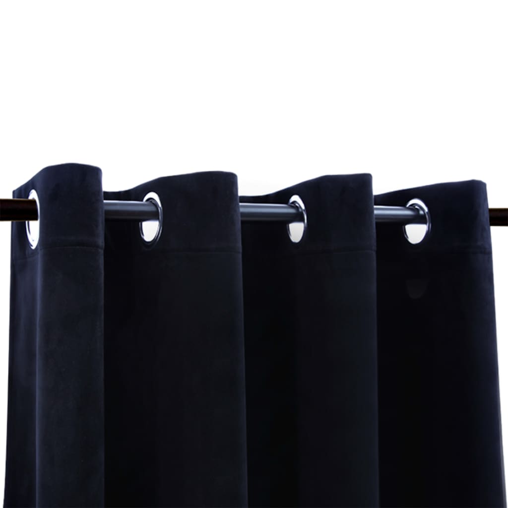 Blackout Curtains with Rings 2 pcs Velvet Black 140x225 cm- Curtains & Drapes - HomeShopIreland - Home Shop Ireland - Curtains & Drapes - Blackout Curtains with Rings 2 pcs Velvet Black 140x225 cm
