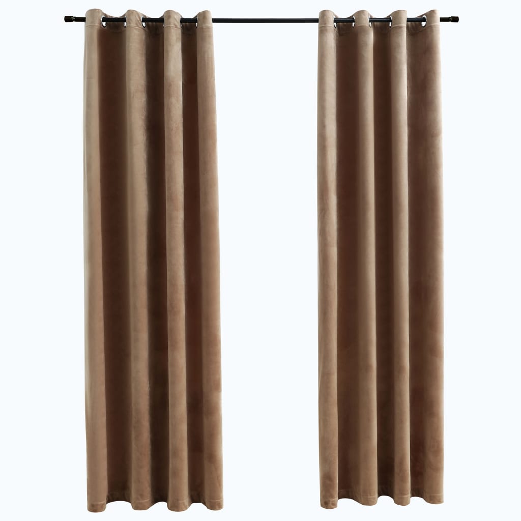 Blackout Curtains with Rings 2 pcs Velvet Beige 140x175 cm- Curtains & Drapes - HomeShopIreland - Home Shop Ireland - Curtains & Drapes - Blackout Curtains with Rings 2 pcs Velvet Beige 140x175 cm