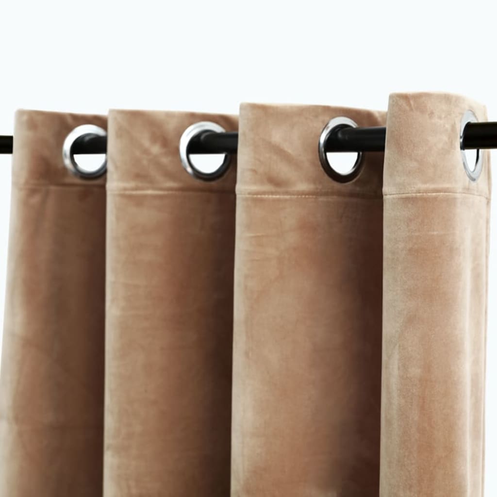 Blackout Curtains with Rings 2 pcs Velvet Beige 140x175 cm- Curtains & Drapes - HomeShopIreland - Home Shop Ireland - Curtains & Drapes - Blackout Curtains with Rings 2 pcs Velvet Beige 140x175 cm