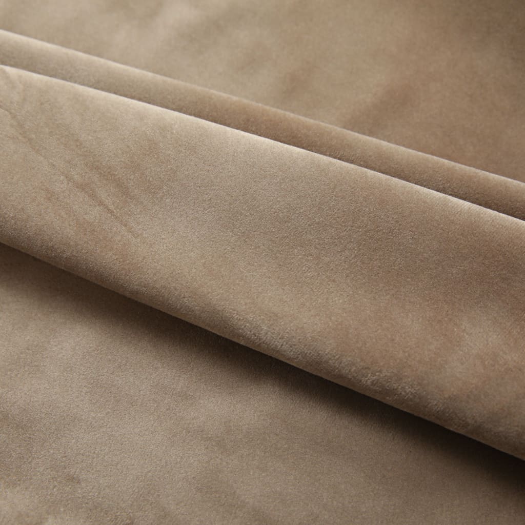 Blackout Curtains 2 pcs with Hooks Velvet Beige 140x245 cm- Curtains & Drapes - HomeShopIreland - Home Shop Ireland - Curtains & Drapes - Blackout Curtains 2 pcs with Hooks Velvet Beige 140x245 cm