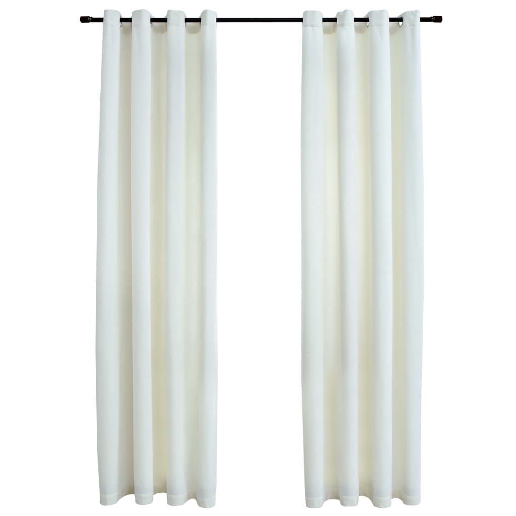 Blackout Curtains with Rings 2 pcs Velvet Cream 140x175 cm- Curtains & Drapes - HomeShopIreland - Home Shop Ireland - Curtains & Drapes - Blackout Curtains with Rings 2 pcs Velvet Cream 140x175 cm