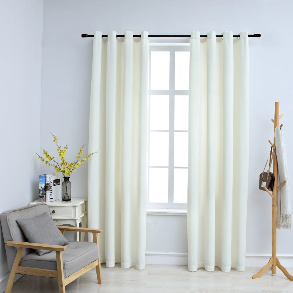 Blackout Curtains with Rings 2 pcs Velvet Cream 140x175 cm- Curtains & Drapes - HomeShopIreland - Home Shop Ireland - Curtains & Drapes - Blackout Curtains with Rings 2 pcs Velvet Cream 140x175 cm