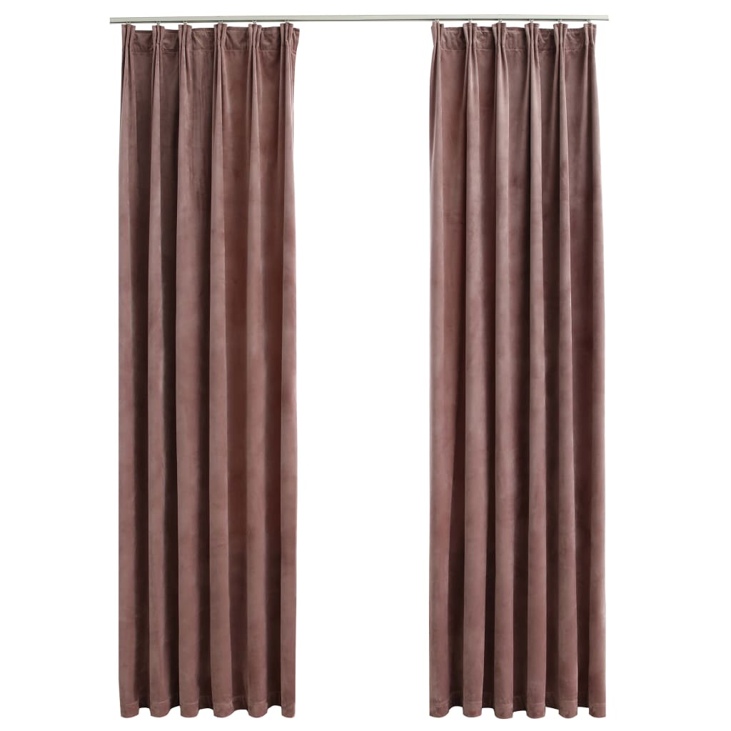 Blackout Curtains 2pcs with Hooks Velvet Antique Pink 140x175cm- Curtains & Drapes - HomeShopIreland - Home Shop Ireland - Curtains & Drapes - Blackout Curtains 2pcs with Hooks Velvet Antique Pink 140x175cm