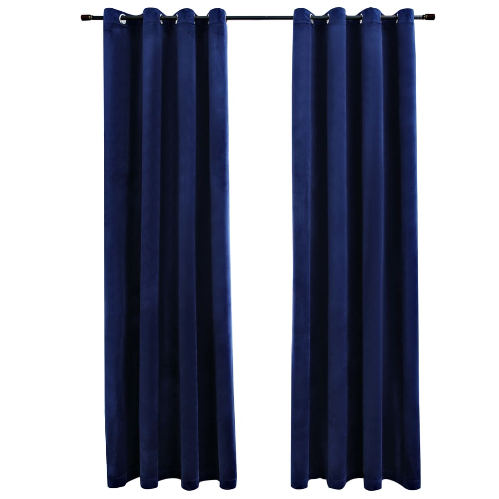Blackout Curtains with Rings 2 pcs Velvet Dark Blue 140x175 cm- Curtains & Drapes - HomeShopIreland - Home Shop Ireland - Curtains & Drapes - Blackout Curtains with Rings 2 pcs Velvet Dark Blue 140x175 cm