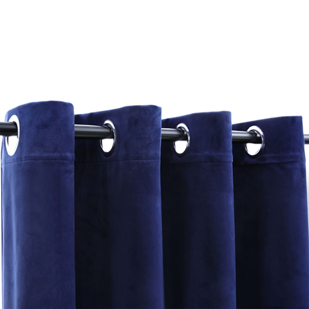 Blackout Curtains with Rings 2 pcs Velvet Dark Blue 140x175 cm- Curtains & Drapes - HomeShopIreland - Home Shop Ireland - Curtains & Drapes - Blackout Curtains with Rings 2 pcs Velvet Dark Blue 140x175 cm