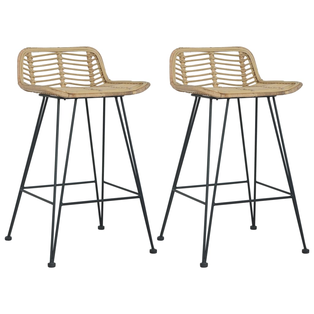 Bar Chairs 2 pcs Natural Rattan- Table & Bar Stools - HomeShopIreland - Home Shop Ireland - Table & Bar Stools - Bar Chairs 2 pcs Natural Rattan