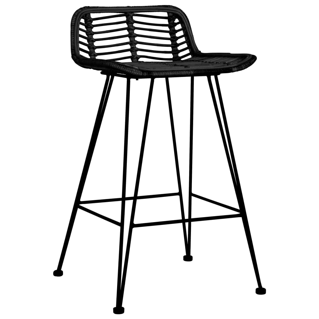 Bar Chairs 2 pcs Black Rattan- Table & Bar Stools - HomeShopIreland - Home Shop Ireland - Table & Bar Stools - Bar Chairs 2 pcs Black Rattan