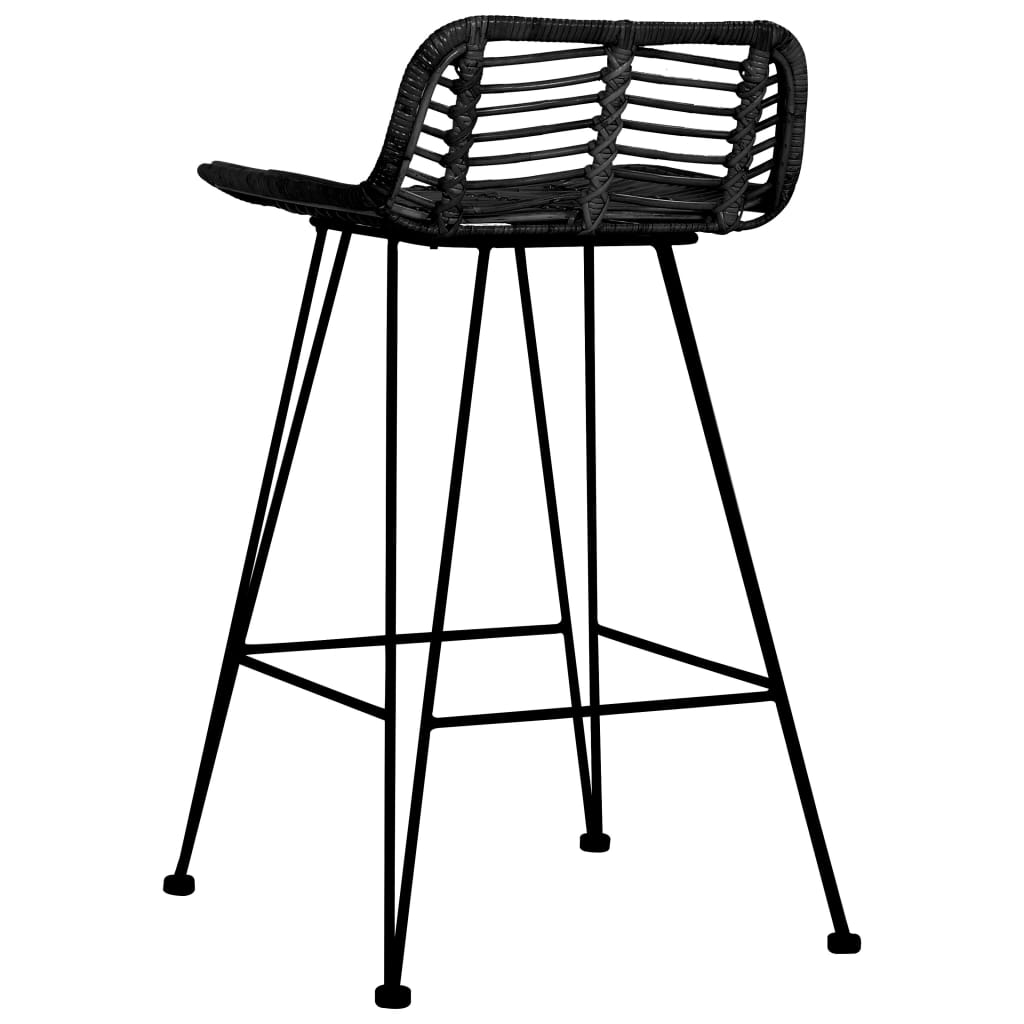 Bar Chairs 2 pcs Black Rattan- Table & Bar Stools - HomeShopIreland - Home Shop Ireland - Table & Bar Stools - Bar Chairs 2 pcs Black Rattan