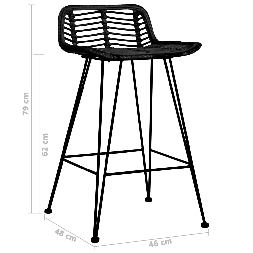 Bar Chairs 2 pcs Black Rattan- Table & Bar Stools - HomeShopIreland - Home Shop Ireland - Table & Bar Stools - Bar Chairs 2 pcs Black Rattan