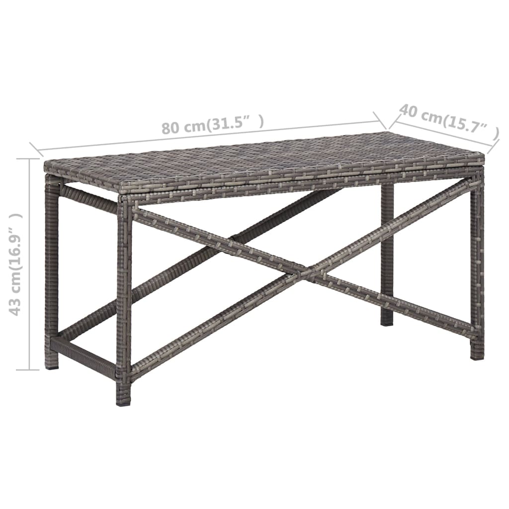 Garden Bench 80 cm Poly Rattan Grey- Outdoor Benches - HomeShopIreland - Home Shop Ireland - Outdoor Benches - Garden Bench 80 cm Poly Rattan Grey