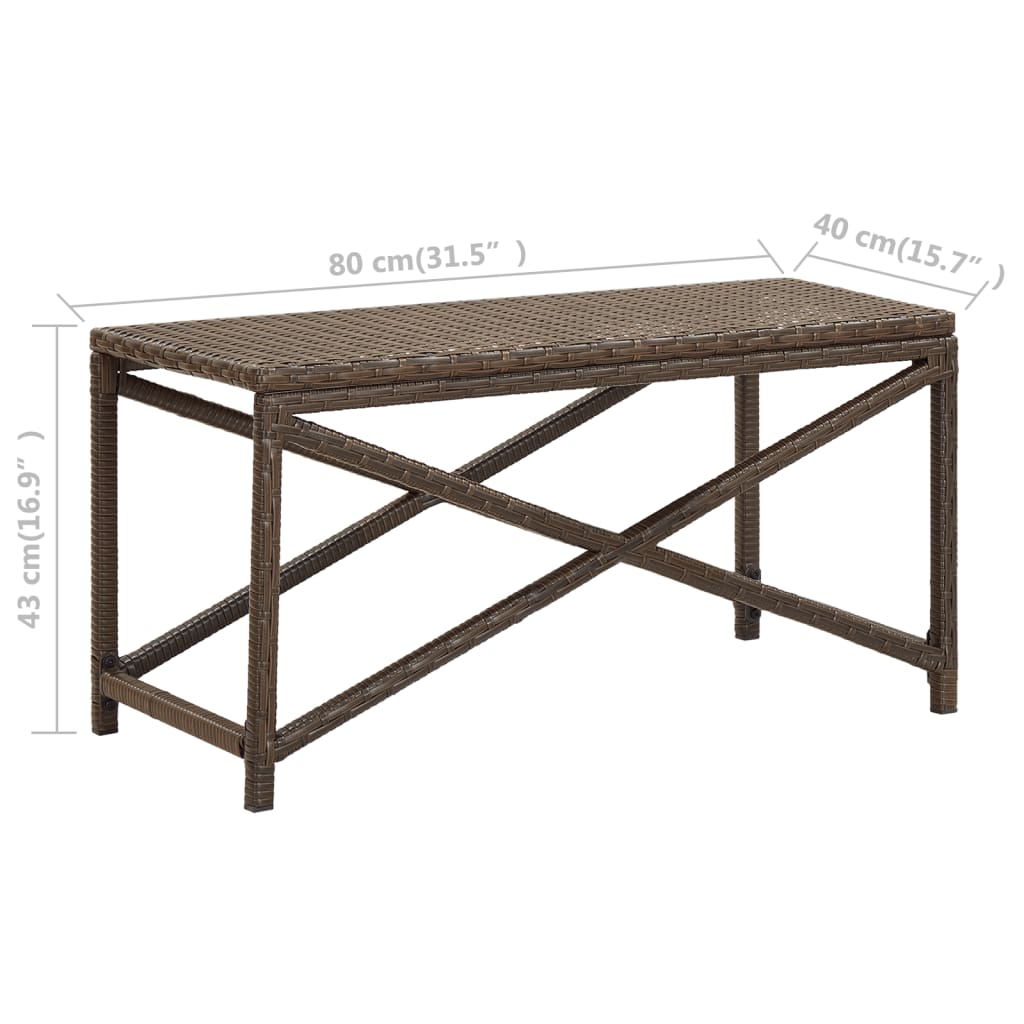 Garden Bench 80 cm Poly Rattan Brown- Outdoor Benches - HomeShopIreland - Home Shop Ireland - Outdoor Benches - Garden Bench 80 cm Poly Rattan Brown
