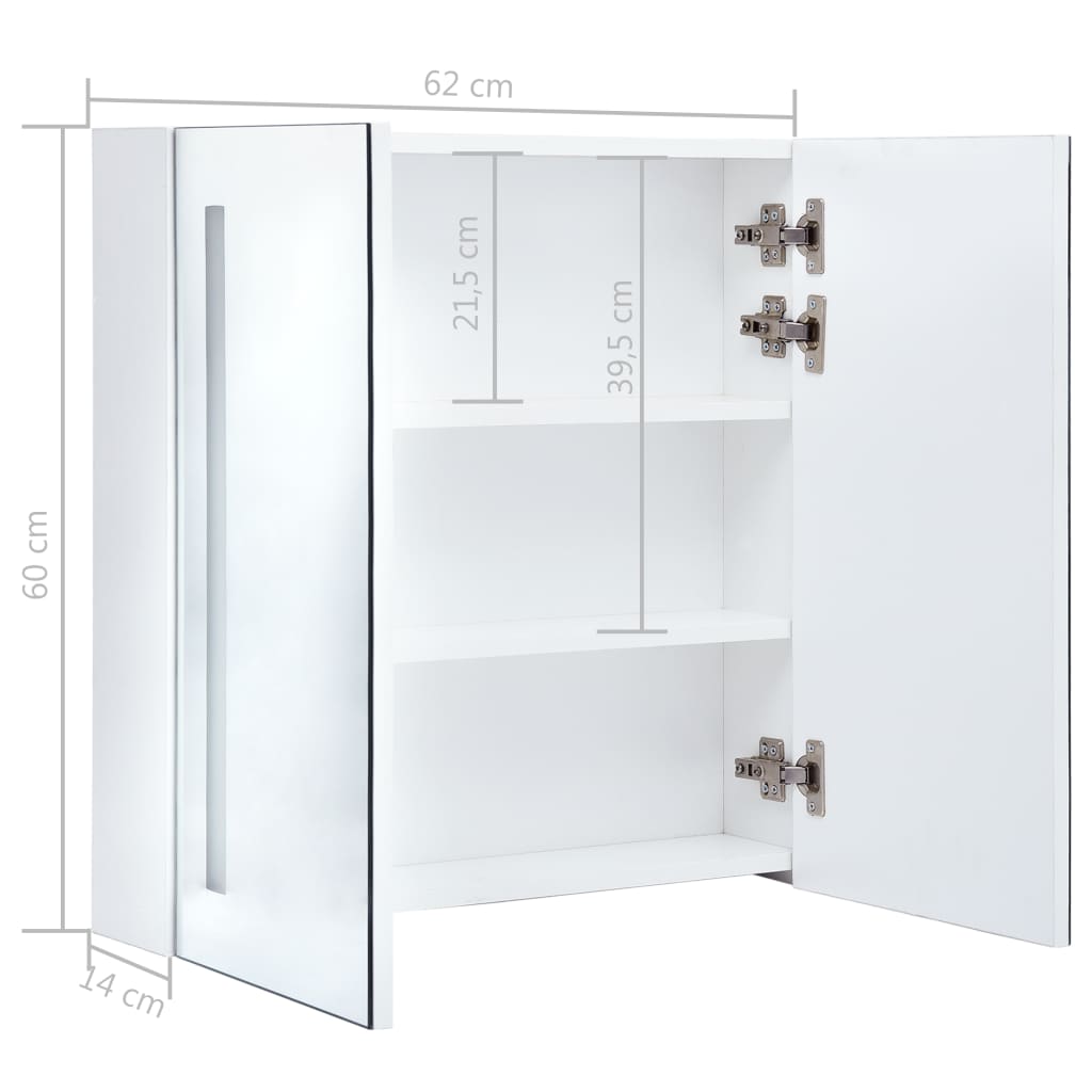 LED Bathroom Mirror Cabinet 62x14x60 cm- Bathroom Vanity Units - HomeShopIreland - Home Shop Ireland - Bathroom Vanity Units - LED Bathroom Mirror Cabinet 62x14x60 cm