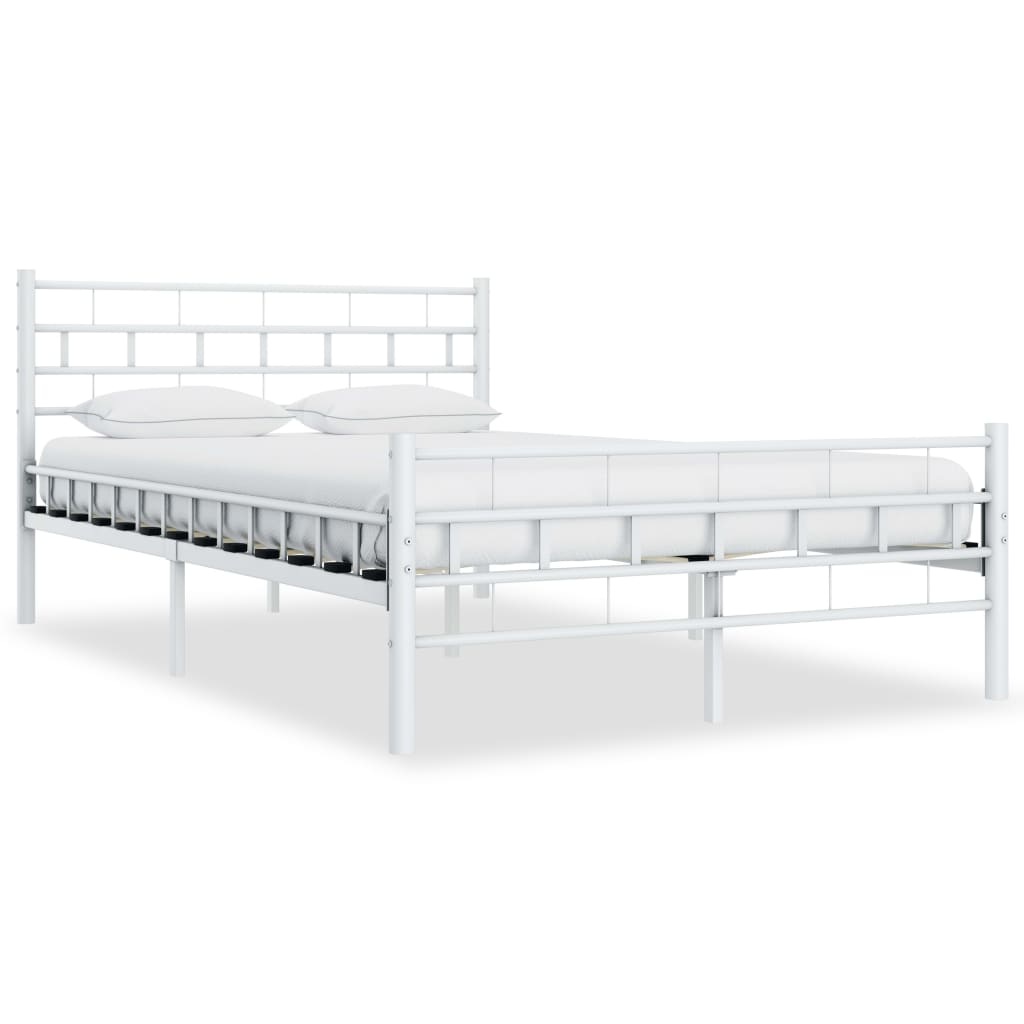 Bed Frame White Metal 120x200 cm- Beds & Bed Frames - HomeShopIreland - Home Shop Ireland - Beds & Bed Frames - Bed Frame White Metal 120x200 cm