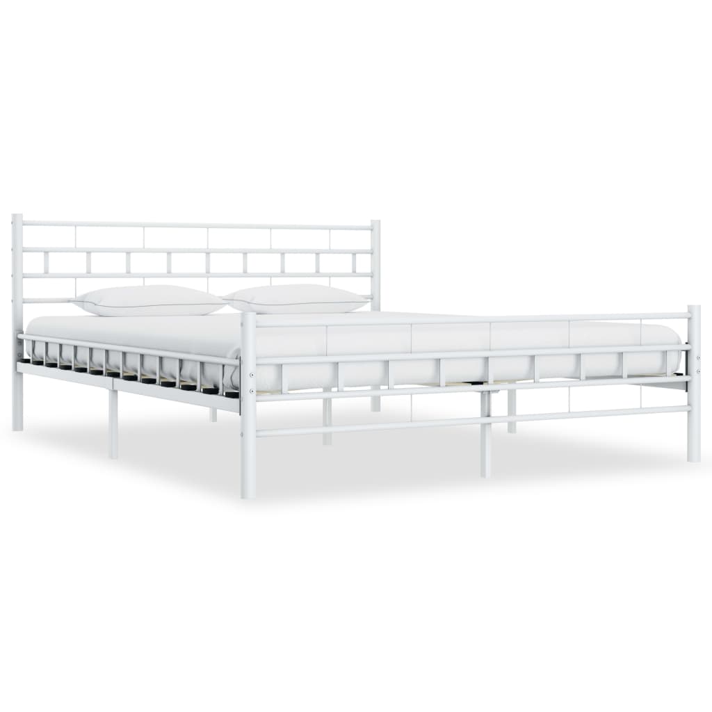 Bed Frame White Metal 180x200 cm- Beds & Bed Frames - HomeShopIreland - Home Shop Ireland - Beds & Bed Frames - Bed Frame White Metal 180x200 cm