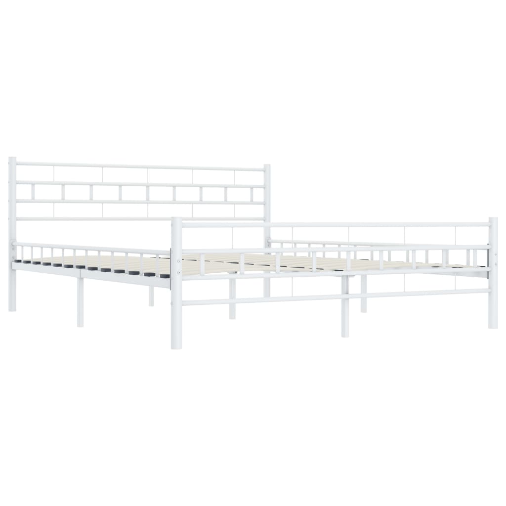 Bed Frame White Metal 180x200 cm- Beds & Bed Frames - HomeShopIreland - Home Shop Ireland - Beds & Bed Frames - Bed Frame White Metal 180x200 cm