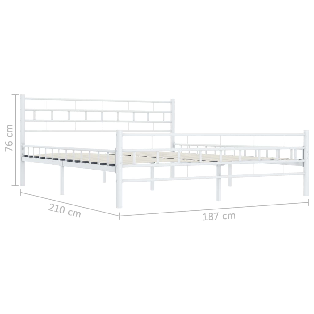 Bed Frame White Metal 180x200 cm- Beds & Bed Frames - HomeShopIreland - Home Shop Ireland - Beds & Bed Frames - Bed Frame White Metal 180x200 cm