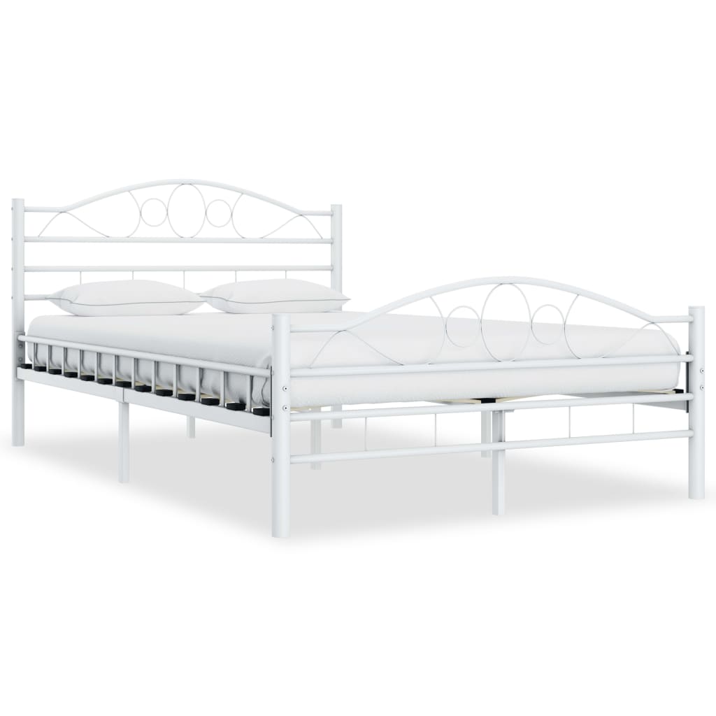 Bed Frame White Metal 120x200 cm- Beds & Bed Frames - HomeShopIreland - Home Shop Ireland - Beds & Bed Frames - Bed Frame White Metal 120x200 cm