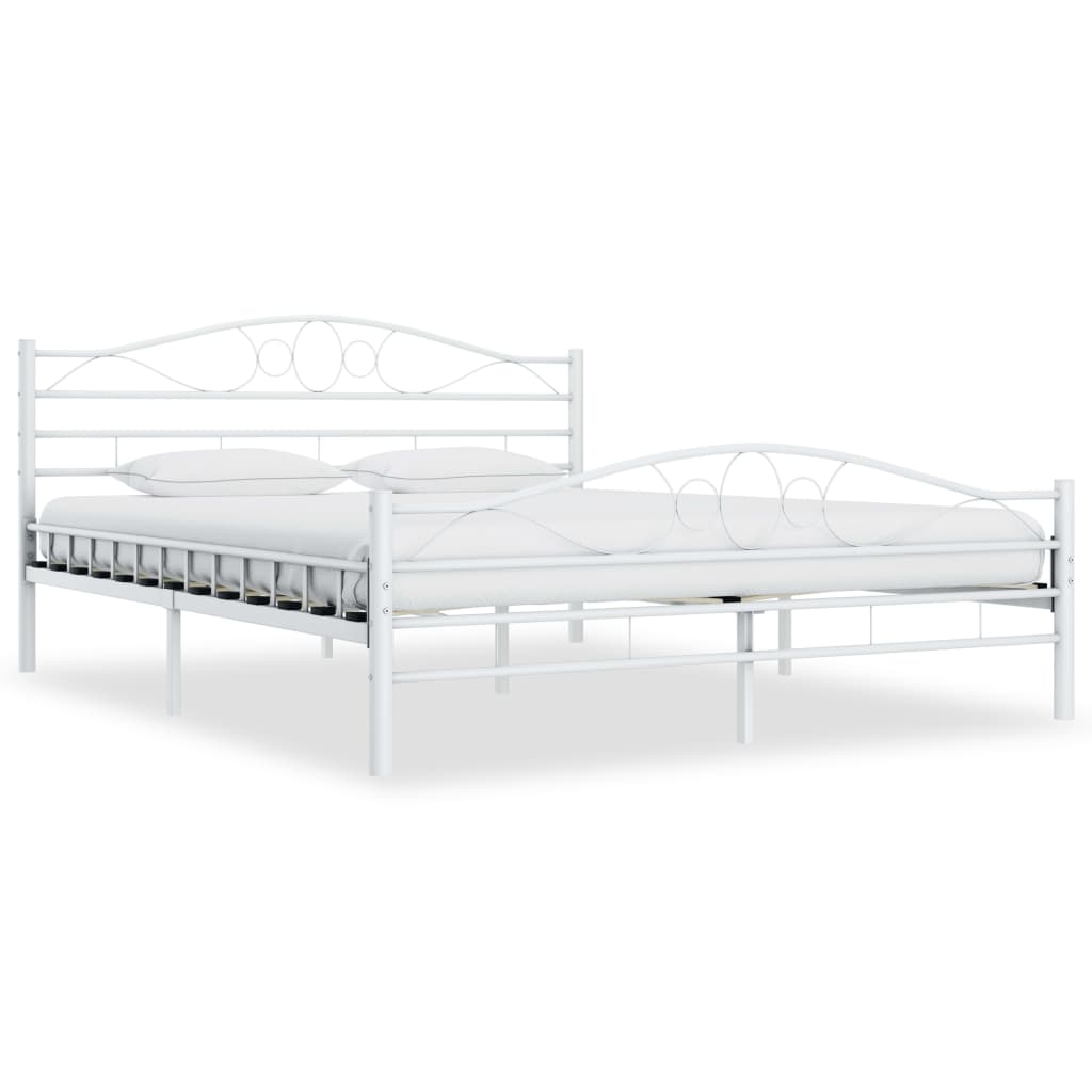 Bed Frame White Metal 140x200 cm- Beds & Bed Frames - HomeShopIreland - Home Shop Ireland - Beds & Bed Frames - Bed Frame White Metal 140x200 cm