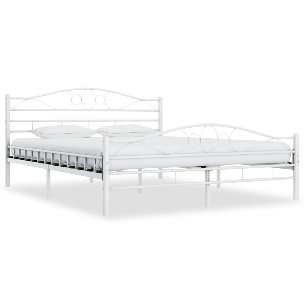 Bed Frame White Metal 180x200 cm- Beds & Bed Frames - HomeShopIreland - Home Shop Ireland - Beds & Bed Frames - Bed Frame White Metal 180x200 cm