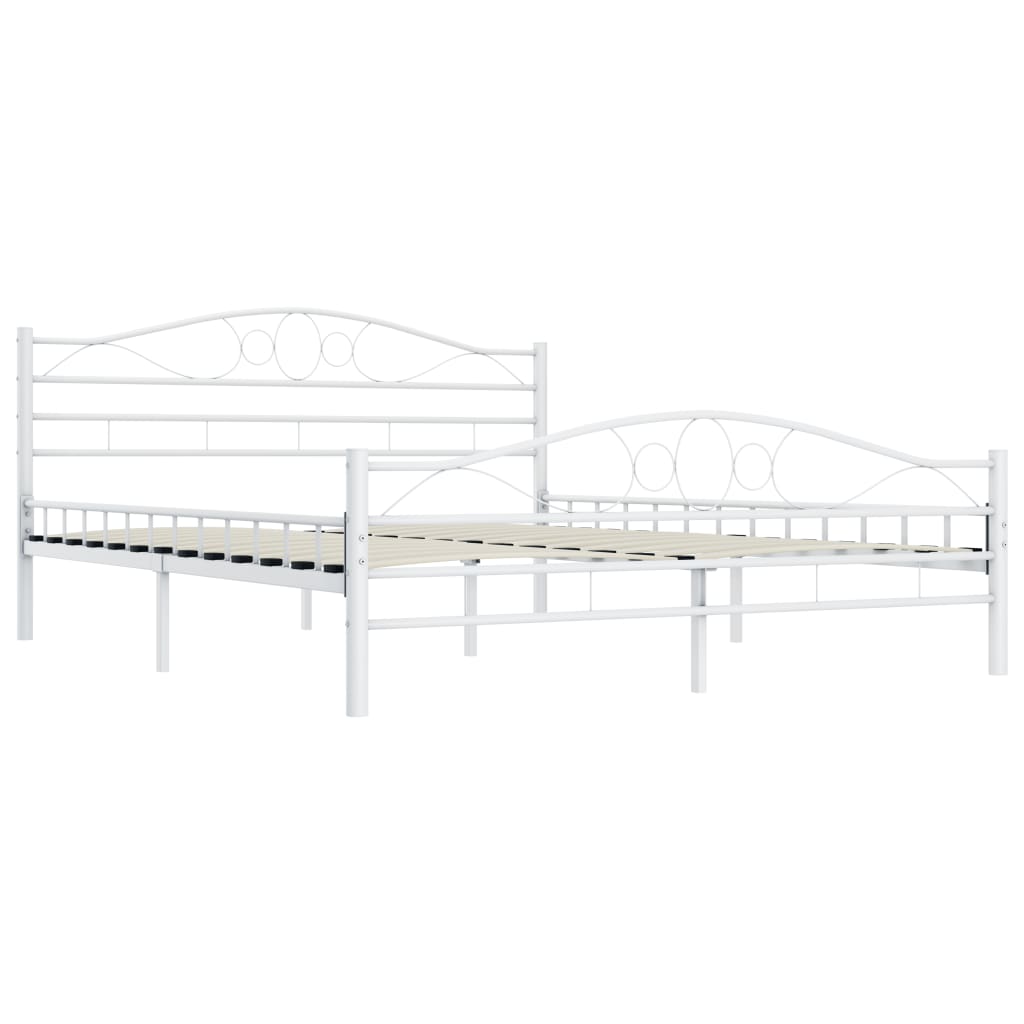 Bed Frame White Metal 180x200 cm- Beds & Bed Frames - HomeShopIreland - Home Shop Ireland - Beds & Bed Frames - Bed Frame White Metal 180x200 cm